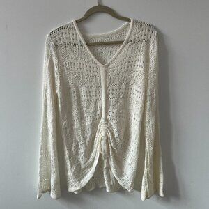 Cream / Off-White Knitted Boho Bell Sleeve Top
